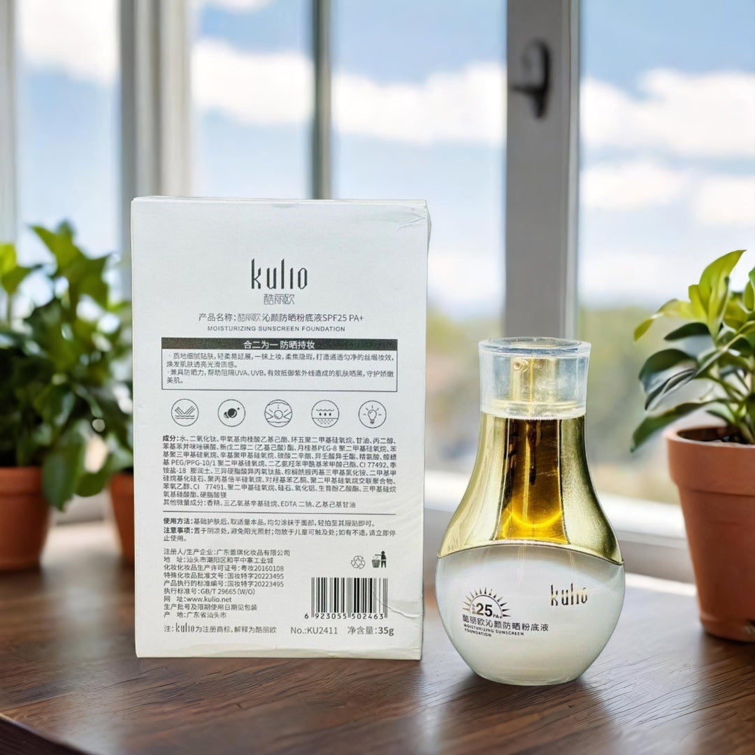 Kulio Moisturizing Sunscreen Foundation – SPF25 PA+ Lightweight Coverage with Sun Protection (35g)