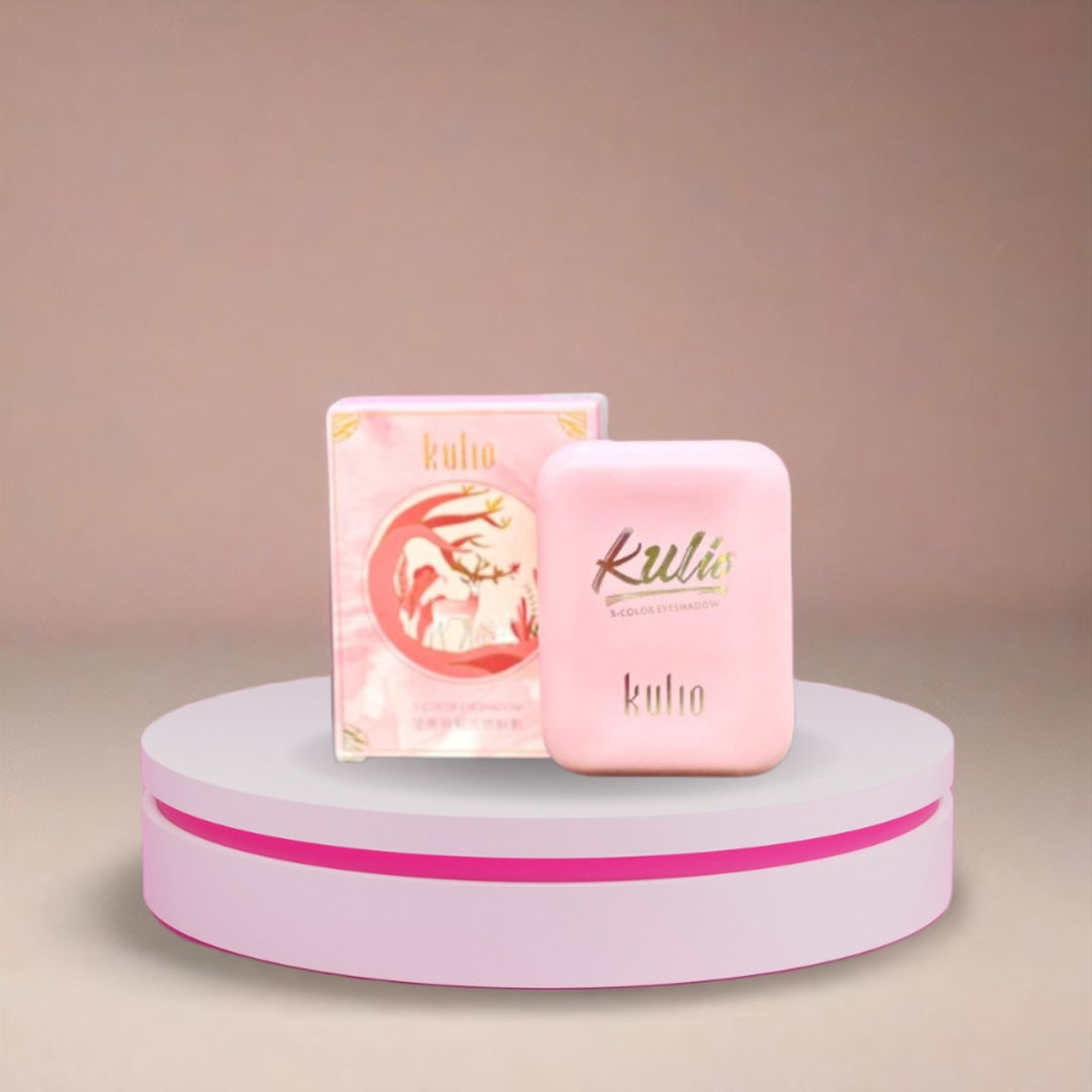 Kulio 3-Color Eyeshadow Palette – Warm Peach Pink Shades, Smooth & Blendable (12g)