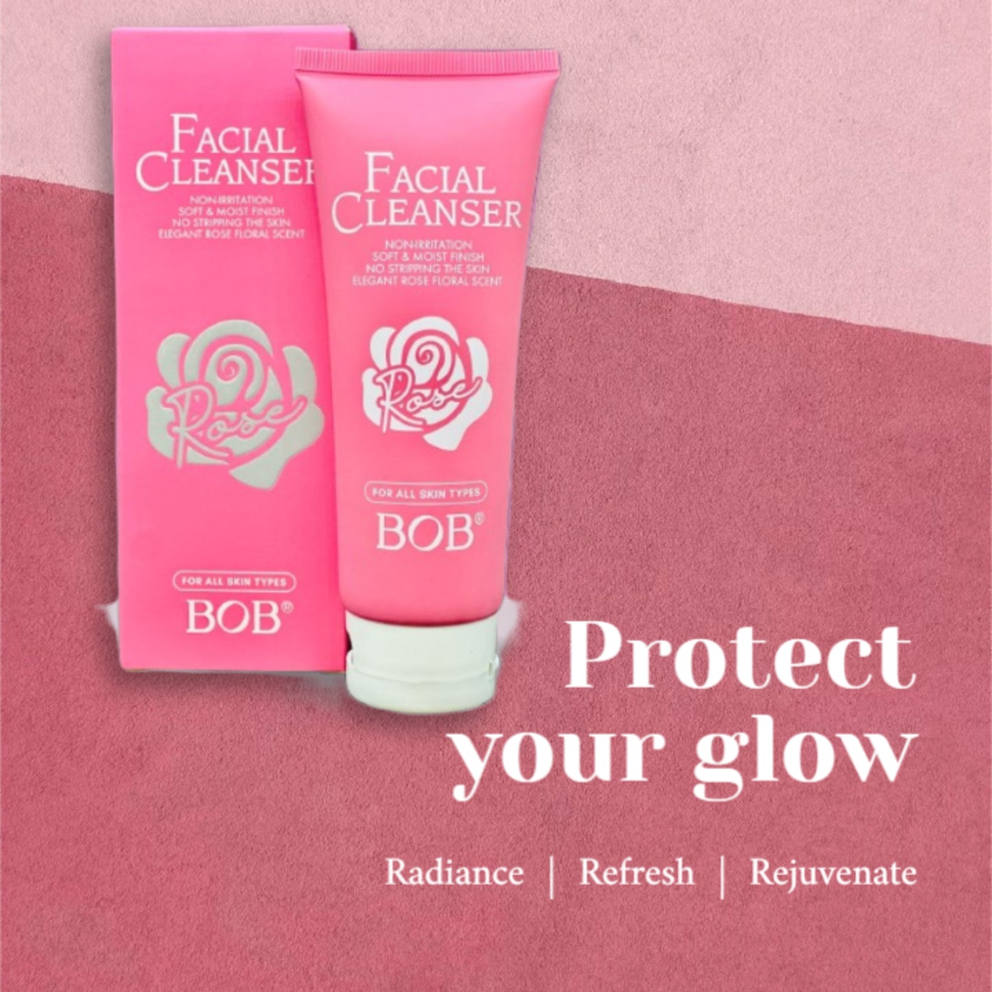 BOB Rose Facial Cleanser – Gentle, Non-Irritating Formula for All Skin Types (100g)