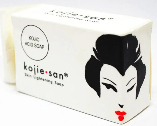 Kojic Skin Lightening Soap packaging featuring elegant design for reducing dark spots and promoting an even skin tone.
