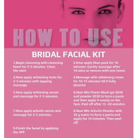 Instructions for using the Bridal Facial Kit for glowing skin and radiant complexion.