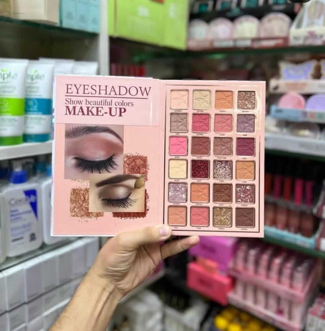 Eyeshadow palette displaying a variety of beautiful colors, perfect for creating stunning makeup looks.