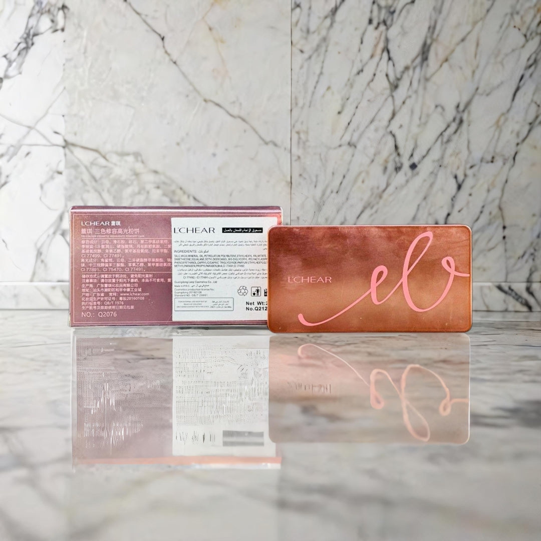 L'CHEAR Tri-Color Highlight & Contour Powder – 3-in-1 Face Sculpting Palette