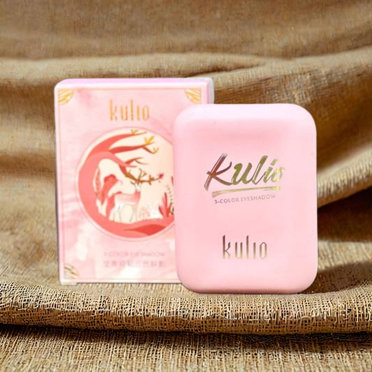 Kulio 3-Color Eyeshadow Palette – Warm Peach Pink Shades, Smooth & Blendable (12g)