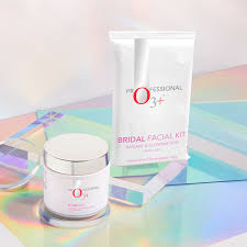 Bridal Facial Kit for radiant skin, including cream and packaged kit on a shimmering background.